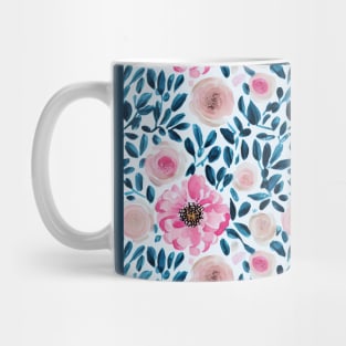 Pink and Blue Floral Pattern Mug